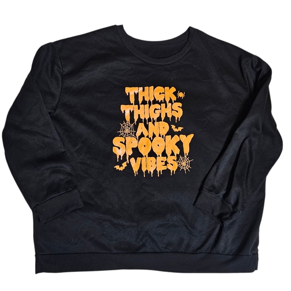 "Thick Thighs and Spooky Vibes" Black Crewneck Halloween Sweatshirt size 5X - Picture 1 of 7
